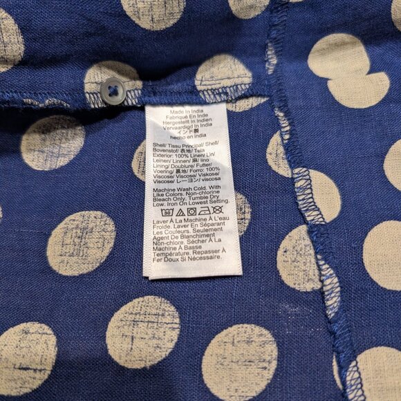 NWT J. Crew Hyacinth Dress Blue Polka-Dot Linen - L - Picture 3 of 6